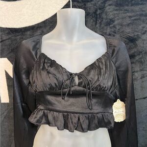 Altar'd State Black Ruffled Top